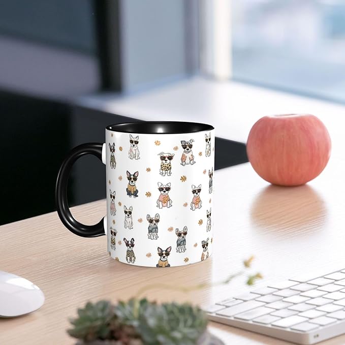Dog Coffee Mug Funny Ceramic Tea Cup With Handle Dishwasher Microwave Safe for Women 11oz Porcelain Mugs