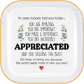 PUDDING CABIN Inspirational Gift Trinket Dish - Thank You Gifts for Women Friends - Teacher Appreciation Gifts for Coworker Employee Staff- Motivational Quote Jewelry Tray(4 x 4 Inches)