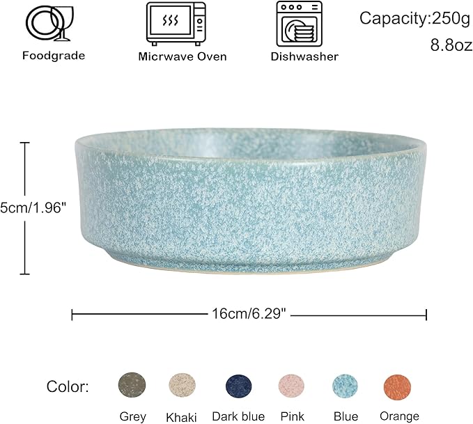 Ceramic Slow Feeder Cat Bowls 6 Inch Cute Bone Slow Feeding Dog Food Bowl,Whisker-Friendly, Anti-Vomiting Feeder for Cats and Small Dogs Non Slip Dishwasher/Microwave Safe (Blue)
