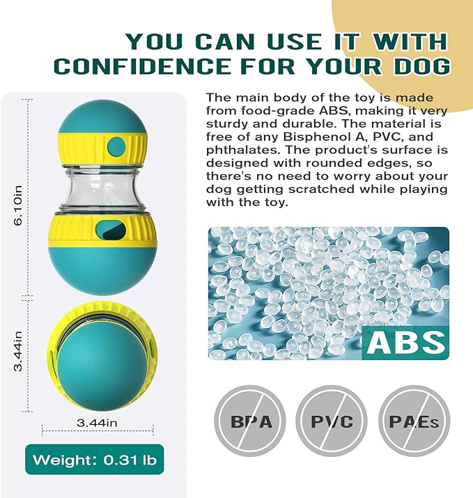Adjustable Treat Dispensing Dog Toy - Tough Slow Feeder & Enrichment Training Toy for Small to Large Dogs - Green by BSISUERM
