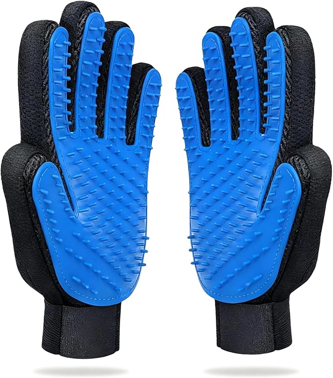 MEUOMIW - Pet Hair Remover Glove - Gentle Deshedding Brush Glove for Dogs & Cats - Enhanced Grooming & Massage Mitt for Long and Short Fur - Perfect for Shedding and Bathing (Blue, 1 Piece)