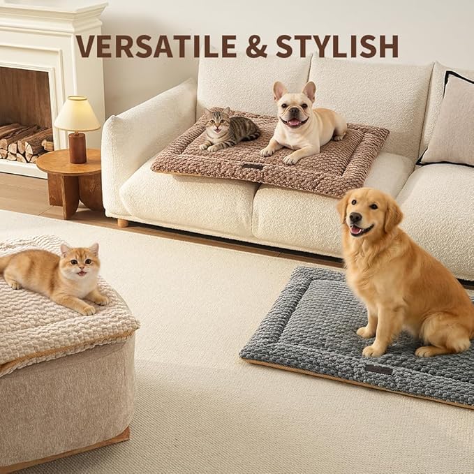 SOMAHE Plush Cat Kneading Bed Mat, Premium Plush Fabric Bed with Non-Slip Bottom, 3cm Thick All-Season Cushion for Cats Who Knead, Machine Washable Anti-Static Pet Bed, 23x15 Inch, Grey