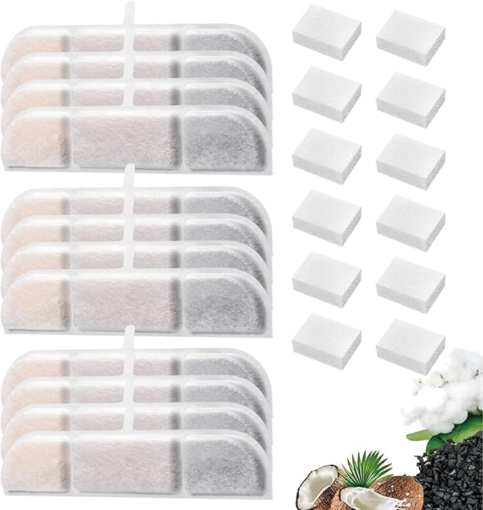 12 Packs Replacement Filters Compatible with DownyPaws Wireless Cat Water Fountain 84oz/2.5L,Cat Fountain Filter for Battery Operated Water Fountain DPWFP6