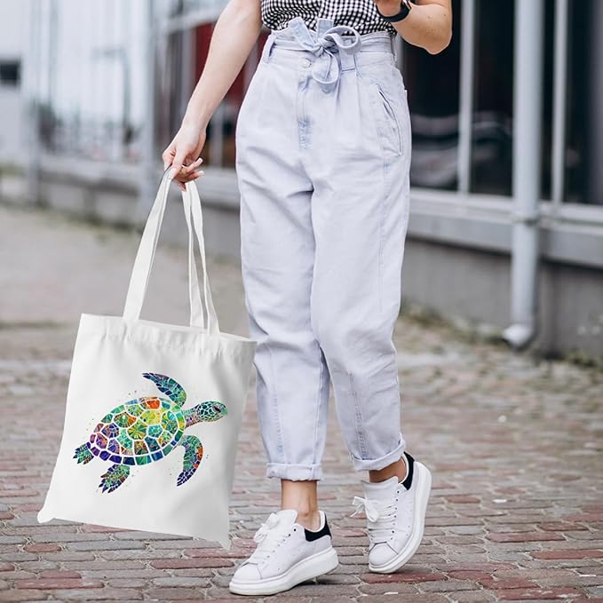 Turtle Gifts Shark Gifts Tote Bag, Hedgehog Horse Gifts for Women Girls, Animals Reusable Grocery Bag Shopping Bag