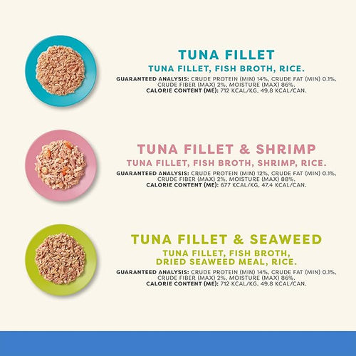 Applaws Natural Wet Canned Cat Food, Limited and Natural Ingredients, High Protein with No Artificial Additives, Fish Selection Variety Pack in Broth (16 x 2.47oz Cans)
