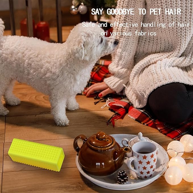 2pcs Pet Dog Cat Hair Remover, Pet Hair Removal Tool, Hollow Cleaner Brush for car，Interior, Furniture, Sofa (blue and yellow)