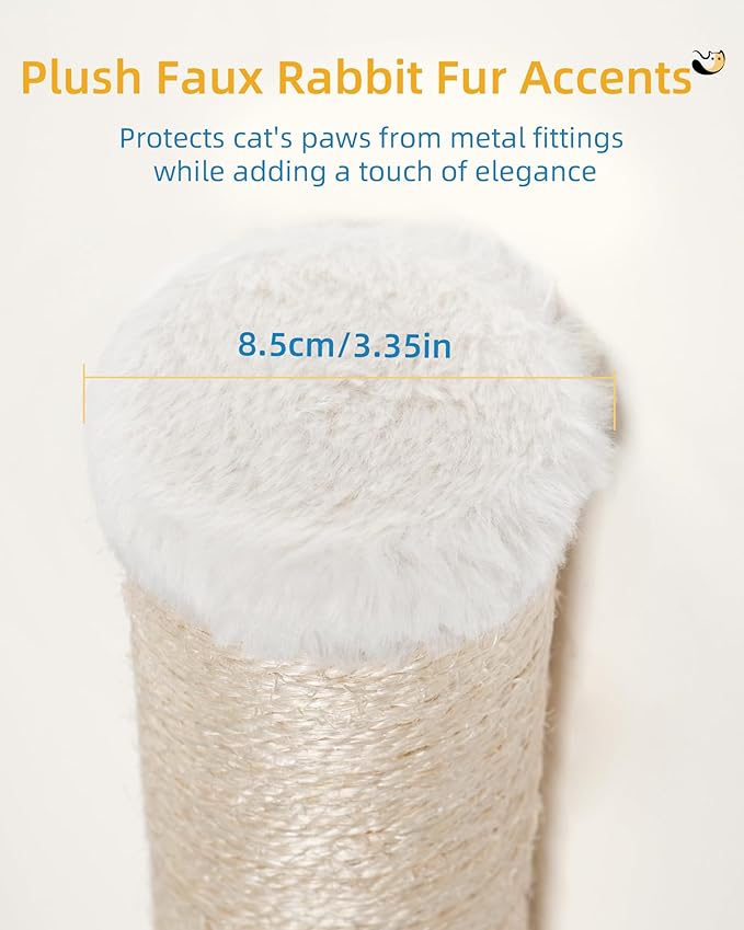 Aechonow 34'' Wall Cat Scratching Post, Wall Mounted Cat Scratcher for Indoor Cats, Tall Sisal Pole for Large Adult Cat Pet Climb Stretch Walk