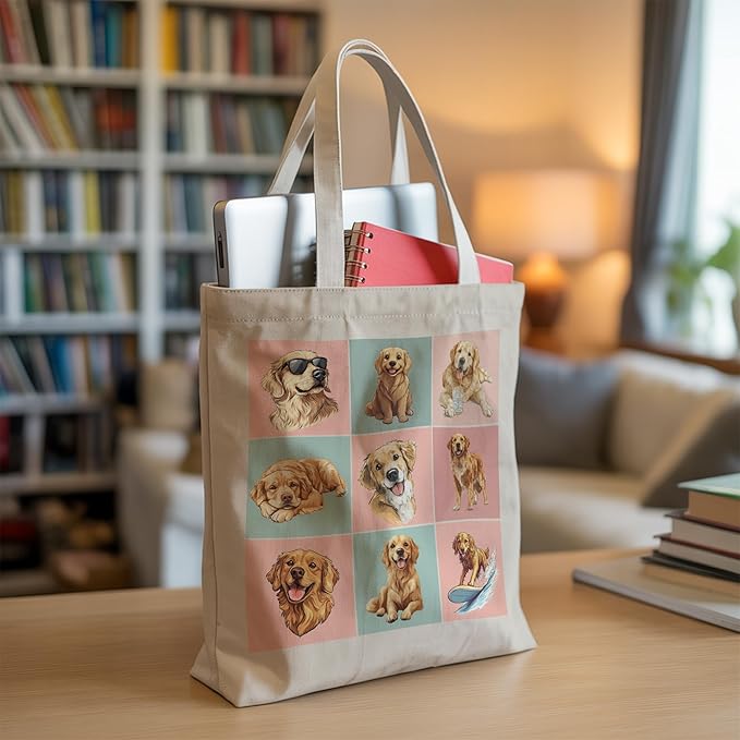 Pets Lover Gifts Tote Bag for Women, Dogs Cats Bee Aesthetic Canvas Bag with Inner Pocket