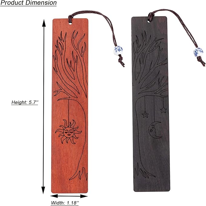 2 Pcs Bookmark, Cool Bookmarks for Men Women, Gifts for Book Lover Bookworm (Sun Moon Star)