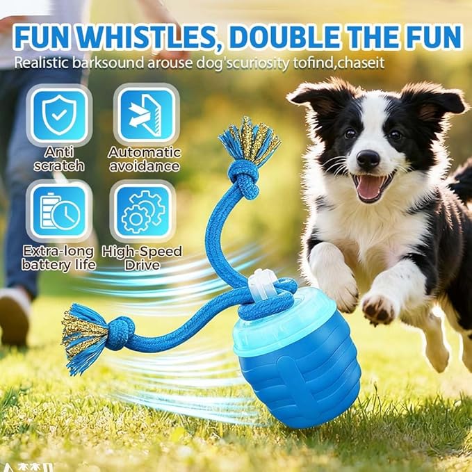 Interactive Dog Toys, 2026 Upgrade Interactive Rolling Cat Dog Ball Toy, Rechargeable Automatic Moving Dogs Toy Wicked Ball for Boredom Medium Small Puppy Dogs (Blue)