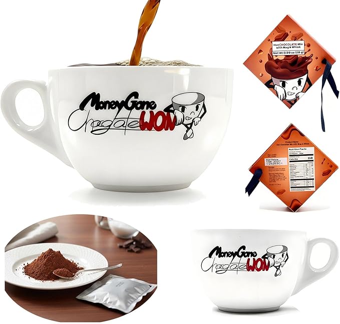 Novelty Graphic Mug Gift Set — Fun Ceramic Mug with Whisk & Hot Chocolate, Includes Gourmet Hot Chocolate Mix, Whisk Spoon, Gift Boxed — Funny Gift for Friends, Gag Present