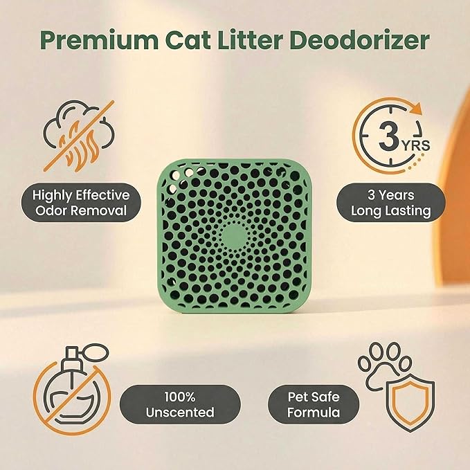Cat Litter Deodorizer, Box(Unscented, Natural Green, 2 Packs) - Litter Deodorizer, 3-Years Litter Box Deodorizer.