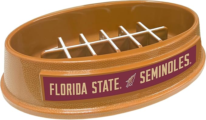 NCAA Super-Bowl - Florida State Seminoles Slow Feeder Dog Bowl. Football Design Slow Feeding Cat Bowl for Healthy Digestion. Non-Slip Pet Bowl for Large & Small Dogs & Cats