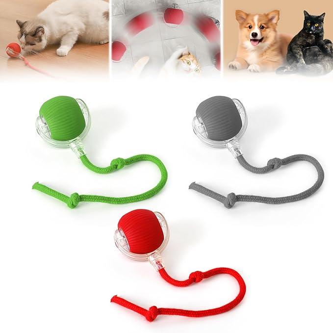 Interactive Rolling Cat Ball, 2025 Smart Automatic Cat Dog Toys, Automatic Cat Toys, Self Moving Cat Toys, Interactive Cat Toy Ball for Bored Small Dogs, Cats (3Pcs-A)