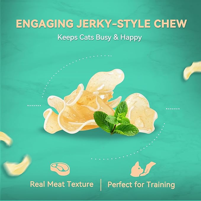 Soft Cat Treats Chicken & Catnip, Ultra-Thin Slices for Picky Cats & Sensitive Teeth, Easy Chew Grain-Free Snacks, Interactive Playtime Rewards, 3.2 oz