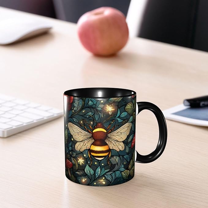 Bee Coffee Mug 11oz Ceramic Tea Cup With Handle Funny Porcelain Mugs for Women Dishwasher Microwave Safe