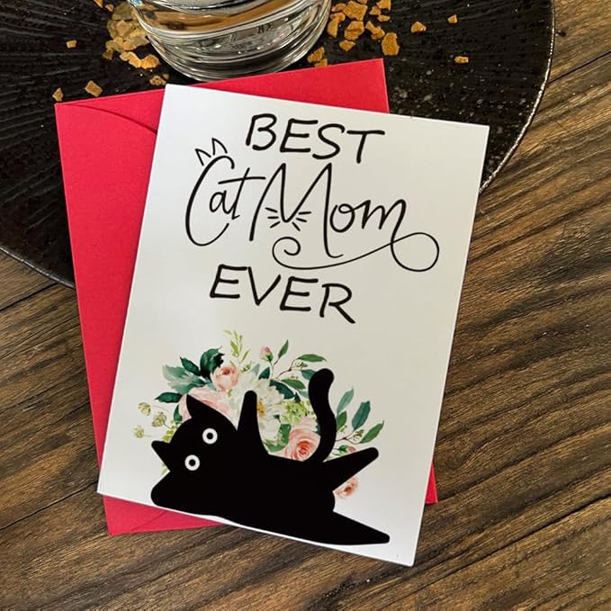 Funny Cat Glass Cup Set Best Cat Mom Ever Gifts for Cat Lover, Christmas Birthday Mothers Day Gifts for Cat Mom, Cute Cat Themed Gifts for Women Sister Bestie Daughter