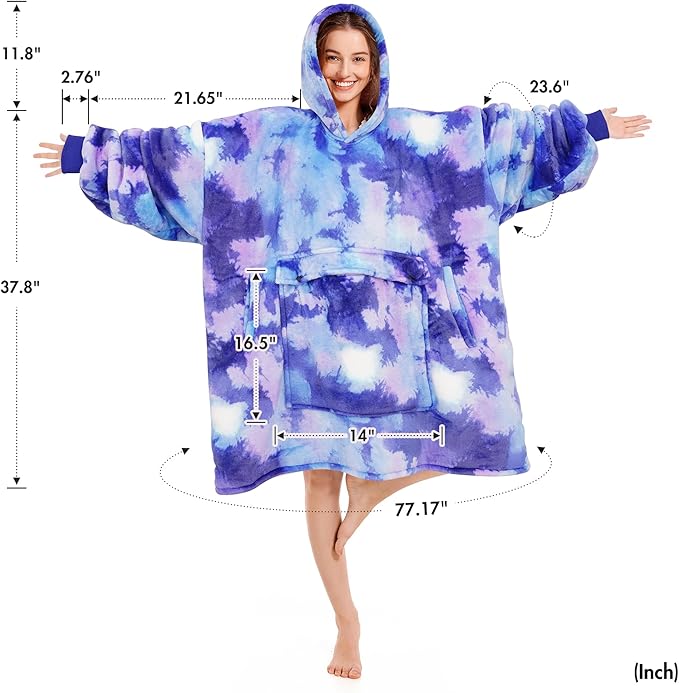 Narecte Cozy Oversized Blanket Hoodie Wearable Blanket Adults Soft Hooded Blanket Hoodie Birthday Gifts for Women Christmas