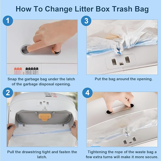 17.7"Opening x 18"L Cat Litter Bags For Automatic Cat Litter Box, Liner Replacement Self-Cleaning Litters Box Bags, 2 Rolls Drawstring Trash Waste Bag For Kitty Liners, Extra Thick（40 Count)