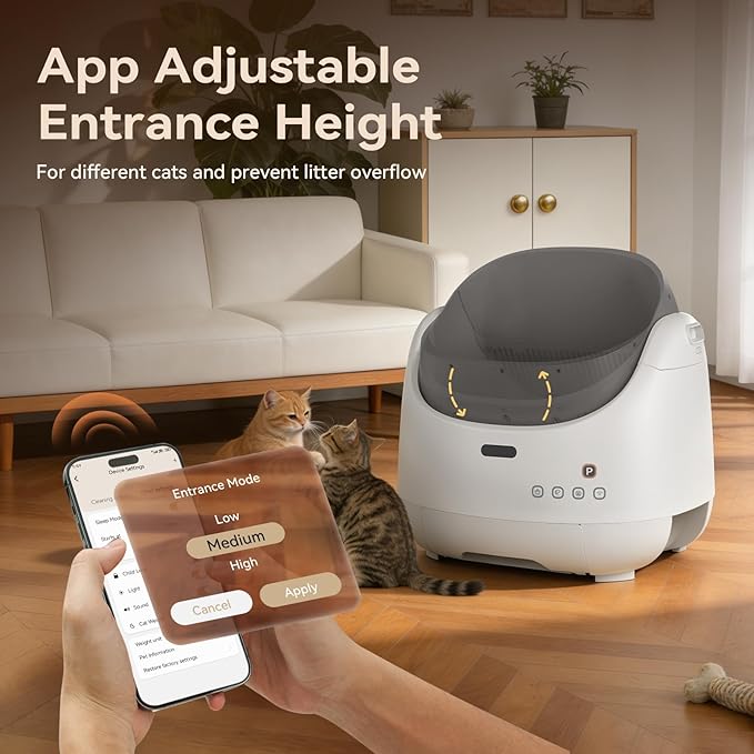 Self Cleaning Litter Box: Open Top Automatic Litter Box with Cat Proximity Sensing Anti-Pinch, Large Auto Robot for Multiple Cats, Including Litter Mat Waste Bag