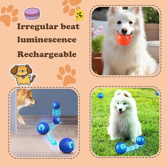 Smart Jumping Vibrating Interactive Dog Ball Self Moving Bouncing Ball Toy with Automatic Motion, Durable Chew Resistant Design for Small/Medium/Large Sized Dogs (Blue/S)