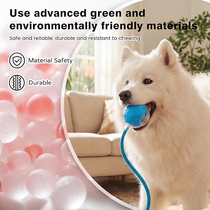 ZUAMEGUPetToy, Interactive Cat & Dog Ball Toy with Bird Sounds, Rechargeable 360° Smart Auto-Rolling Electric Pet Ball Toy (with Leash), Suitable for Indoor & Outdoor Use (Blue)