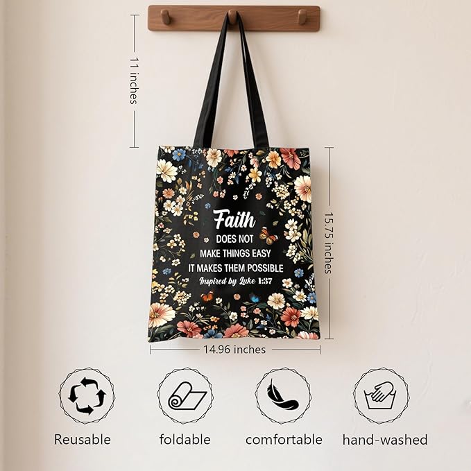 Aesthetic Canvas Tote Bag for Women - with Magnetic Snap Closure & Zipper Inner Pocket Reusable Bag for Shopping