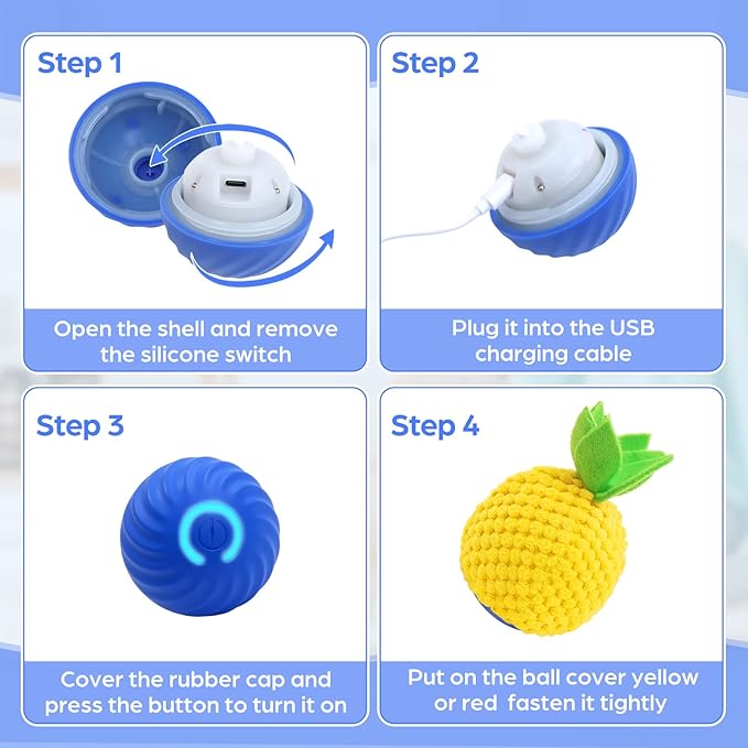 2Pcs Interactive Dog Ball Toys,Smart Small Medium Dog Toys to Keep Them Busy with 3 Cover, Automatic Rolling and Jumping Pet Balls Ball for Dogs,Pet Interactive Toy Balls.