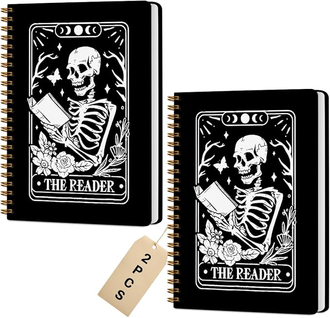 2 Packs the Reader Goth Tarot Spiral Notebook Gothic Tarot Cards Notebook Journal Gifts for Women Teacher Friend Teens College Ruled Journals for Writing Journaling Notebooks Office Classroom Supplies
