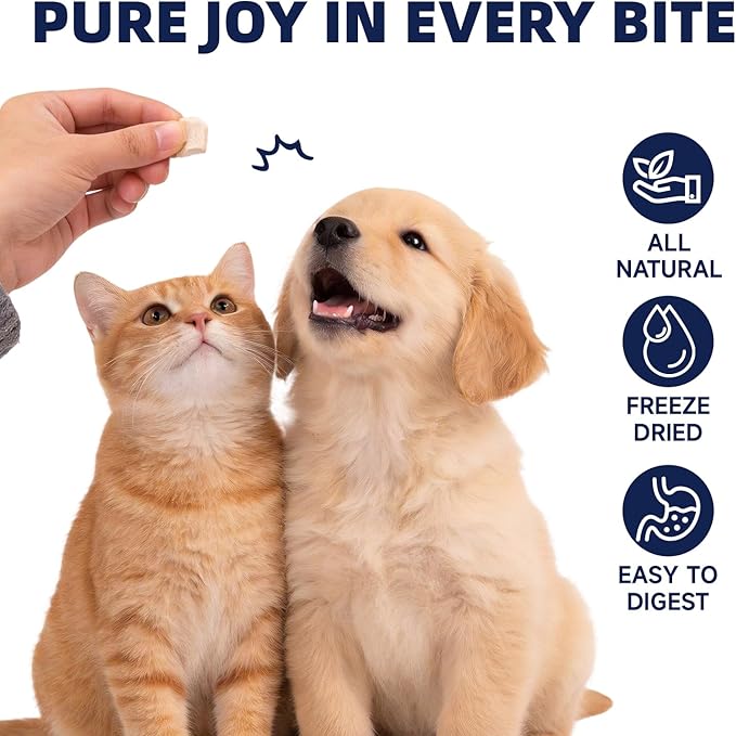 Freeze Dried Chicken Breast Treats for Dogs & Cats, Single Ingredient, High Protein Training Treat, Grain Free, All Natural Healthy Pet Snacks & Food Topper, 6 oz