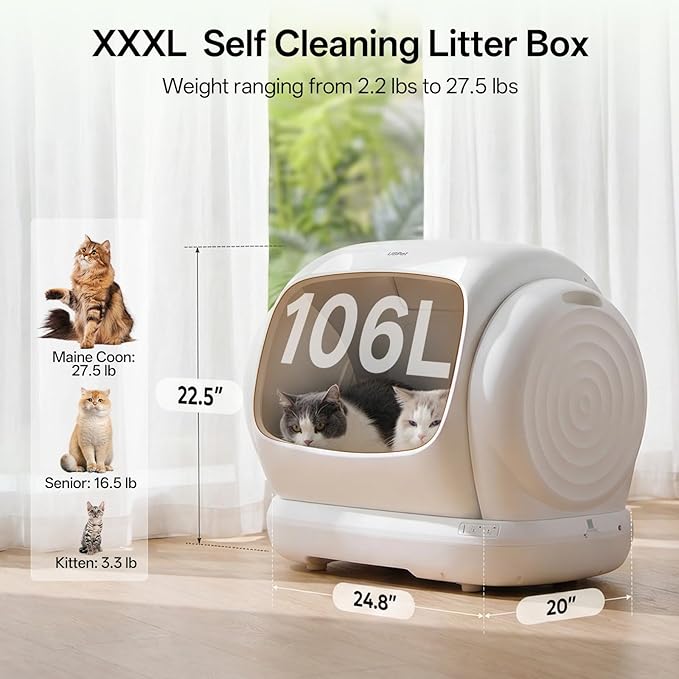 Self Cleaning Litter Box, Low Entrance Automatic Cat Litter Box