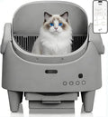 Self Cleaning Litter Box, Open Top Automatic Cat Litter Box with App Control for Multiple Cats, Electric Cat Litters Box Adjustable Entrance Height, Multi-Sensor Safety Protection, 1 Roll Garbage Bags