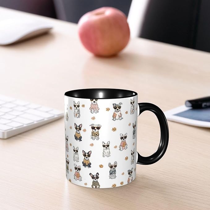 Dog Coffee Mug Funny Ceramic Tea Cup With Handle Dishwasher Microwave Safe for Women 11oz Porcelain Mugs