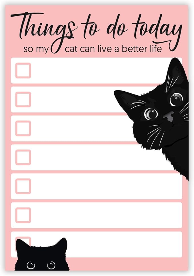 Funny Black Cat Lover Small to Do List Sticky Notes, Pink | Things to Do Today | Humor Notebook Notepad Note Card for Women Gift| 50 Pages 4x6 by DAILY RITMO