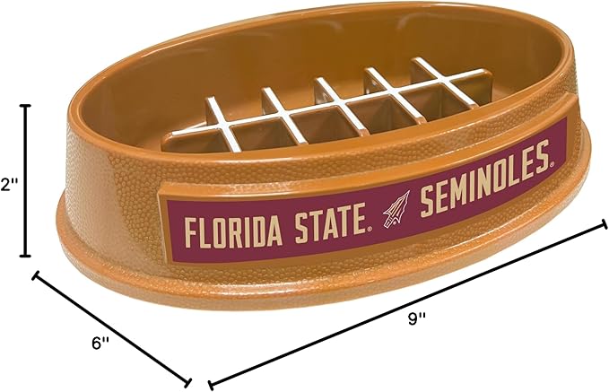 NCAA Super-Bowl - Florida State Seminoles Slow Feeder Dog Bowl. Football Design Slow Feeding Cat Bowl for Healthy Digestion. Non-Slip Pet Bowl for Large & Small Dogs & Cats
