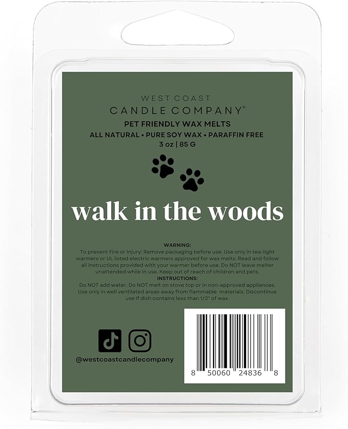 Walk in The Woods | Pet Safe Wax Melts | All Natural Soy | Non-Toxic | Dog Friendly | Vet Approved | Long Lasting Home Fragrance | Pet Odor Eliminator | Clean Burning Wax Cubes | Safe Air Freshener