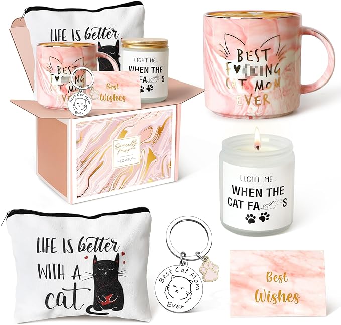 UAREHIBY Cat Lovers Gifts for Women, Cat Lady Coffee Mug Gift for Cats Mom, Daughter, Sister, Friends, Aunt, Wife, Coworkers, BOSS, Valentine's Day Gift for Her, Teacher Appreciation Christmas Gifts