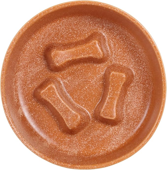 Ceramic Slow Feeder Cat Bowls 6 Inch Cute Bone Slow Feeding Dog Food Bowl,Whisker-Friendly, Anti-Vomiting Feeder for Cats and Small Dogs Non Slip Dishwasher/Microwave Safe (Orange)