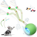 Interactive Cat Toys for Indoor Cats, Interactive Cat Ball Toy with Elastic Mesh Tail, Automatic Cat/Kitten Toys with Chirping & Motion Activate, Cat Toys for Bored Indoor (Green)