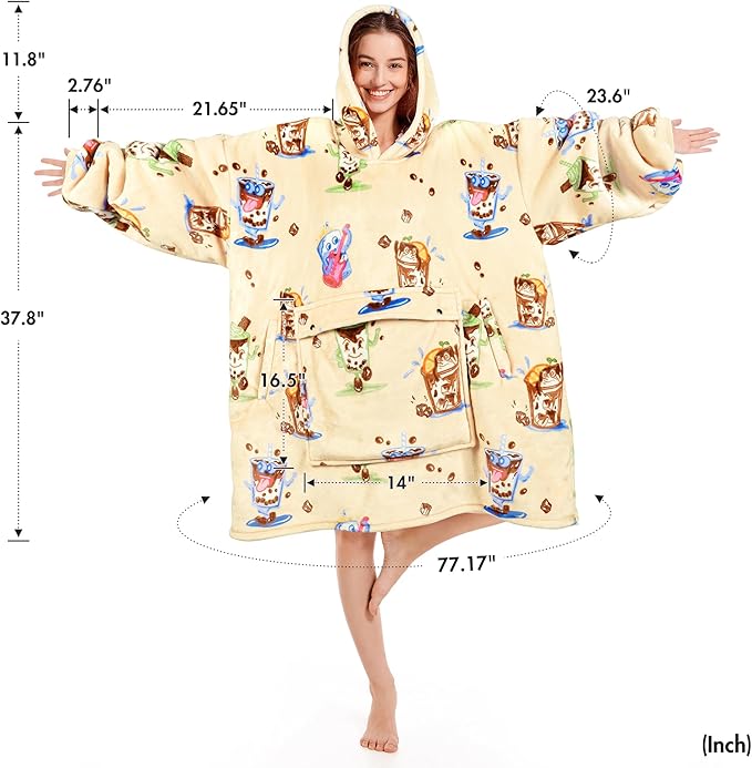 Narecte Cozy Oversized Blanket Hoodie Wearable Blanket Adults Soft Hooded Blanket Hoodie Birthday Gifts for Women Christmas