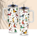 40oz Dachshund Tumbler with Handle and Straws, Leak-proof, Stainless Steel Insulated Travel Coffee Mug for Dachshund Lovers, Wiener Dog Enthusiasts Gifts for Women Men, Dachshunds Mom Dad Birthday Cup