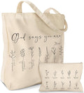 Miss Adola Aesthetic 2 Pack Canvas Tote Bag - with Makeup Zipper Pouch for Women Bag for Shopping, Gym, Travel, Vacation