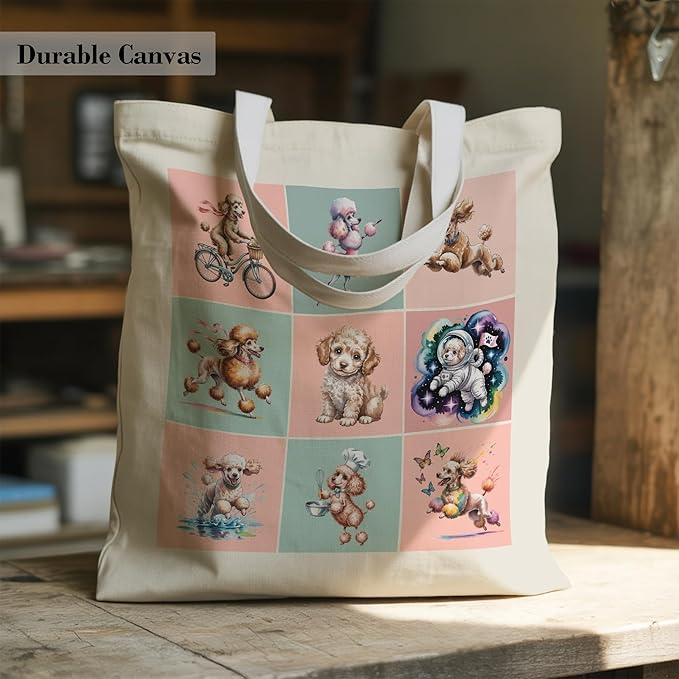 Pets Lover Gifts Tote Bag for Women, Dogs Cats Bee Aesthetic Canvas Bag with Inner Pocket