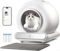 Self Cleaning Cat Litter Box, Ultra-Safe Protection Automatic Cat Litter Box, APP Control/Lower Entry/Large Capacity with 3 Rolls Liners & Mat