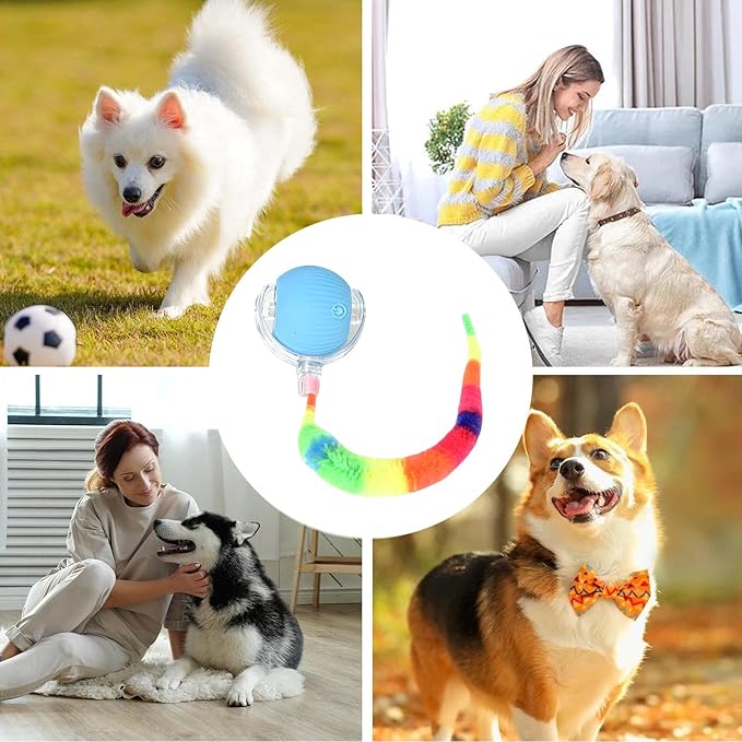 Interactive Cat Toy Ball, Automatic Moving Cat Toys, 6cm Rechargeable Rolling Ball with Tail for Cats, Durable Pet Toy with Motion Sensor, Entertainment Toys for Home Apartment Living Room