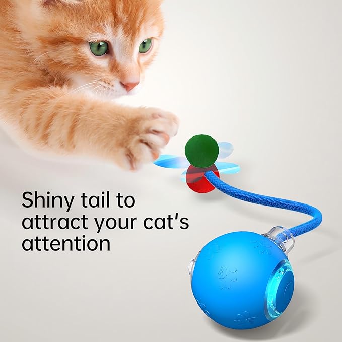 2026 Newly Upgraded Version 3.0 Cat Toys, Cool Intelligent Interactive Cat Ball for Indoor Bored Cats, Automatic Rolling Ball 3.0 Puzzle Toy, Electronic Rolling Pet Chase (Blue-1 pcs)