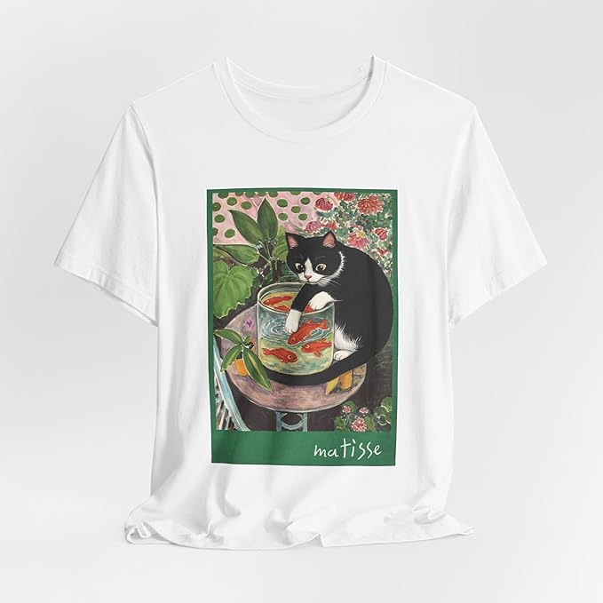 Vintage Cat Painting T Shirt, Matisse Inspired Cat Tee, Retro Art Aesthetic Shirt, Funny Cat Lover Gift