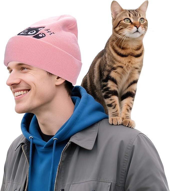 Winter Knitted Beanie Hat and Themed Scoks for Dog Cat Lover Gifts, Christmas Stocking Stuffers for Men Women