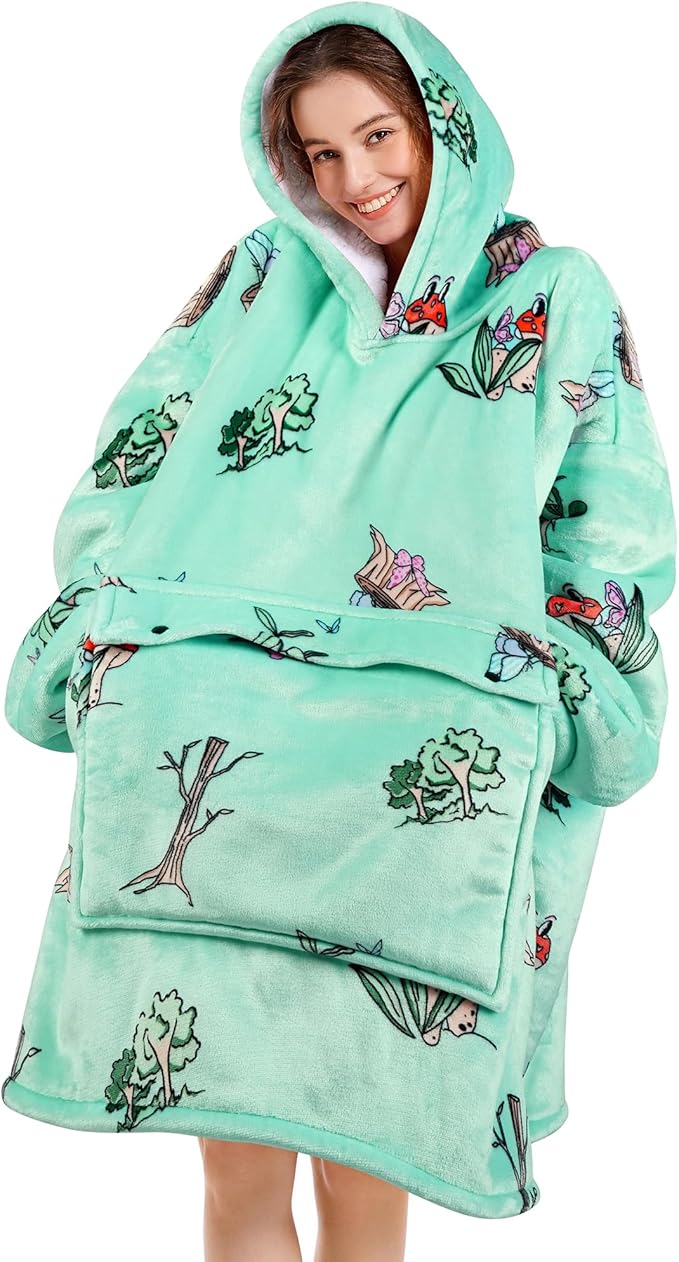 Narecte Cozy Oversized Blanket Hoodie Wearable Blanket Adults Soft Hooded Blanket Hoodie Birthday Gifts for Women Christmas