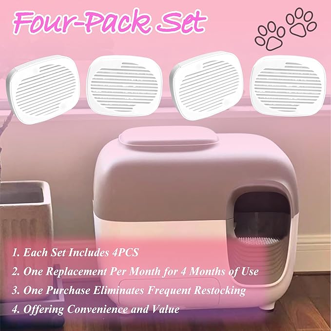 NewKe 4 Pcs Robertet Fragrance Box for PetSnowy Snow+ Automatic Cat Litter Box, Odor Remover for PetSnowy Self-Cleaning System, Removing Litter Odors, White Tea Aroma, Fragrance Refills